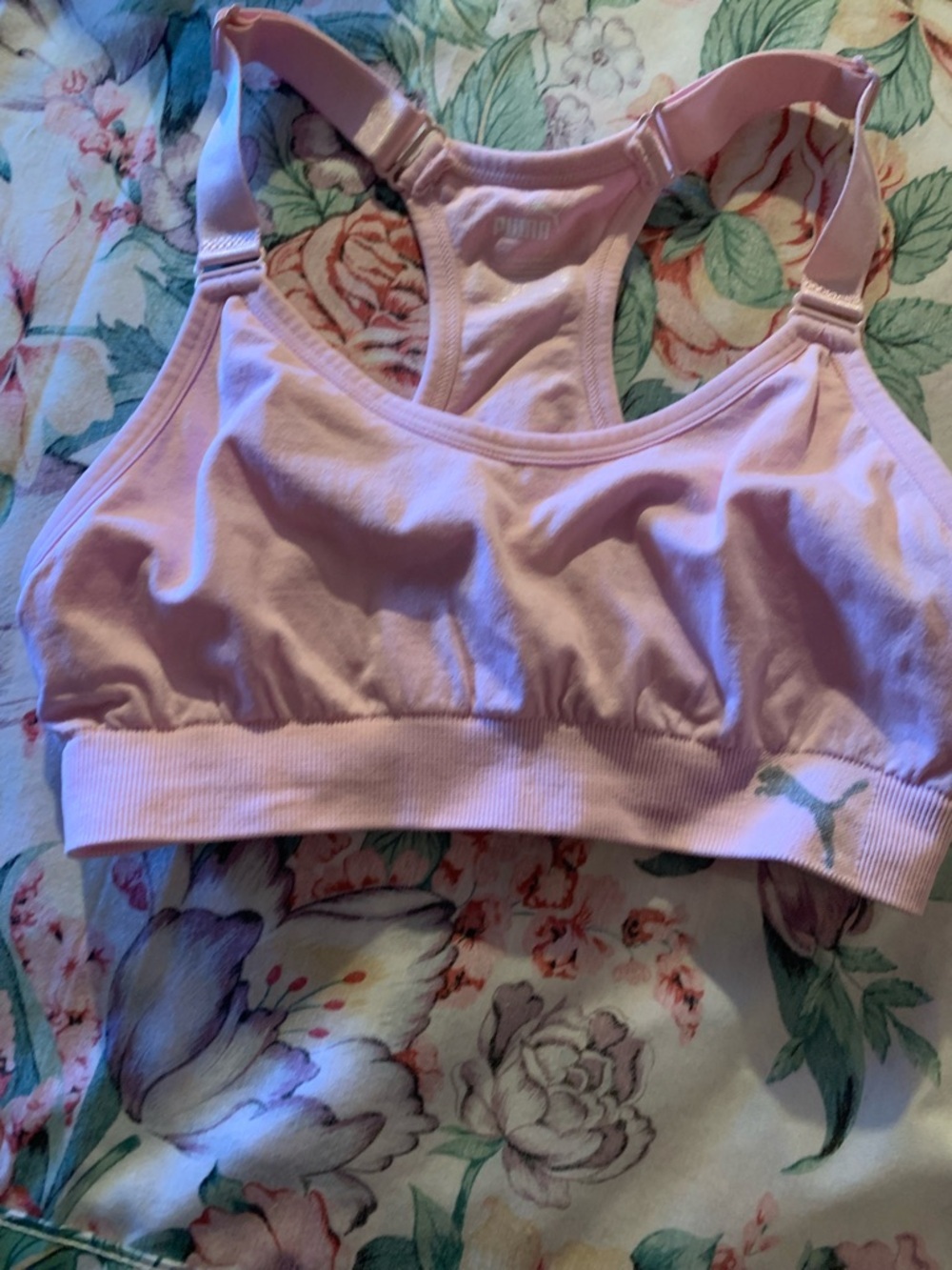 Puma Racerback Sports Bra - Light Pink Size Small